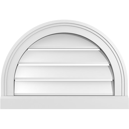 Ekena Millwork Round Top Surface Mount PVC Gable Vent: Functional, w/ 2"W x 2"P Brickmould Sill Frame, 20"W x 14"H GVPRT20X1403SF